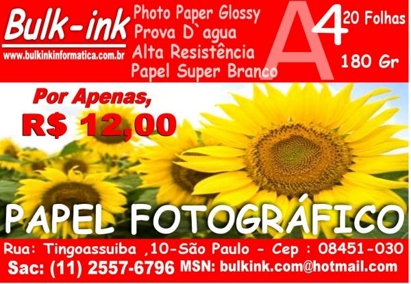 Papel fotografico A4 180 gramas